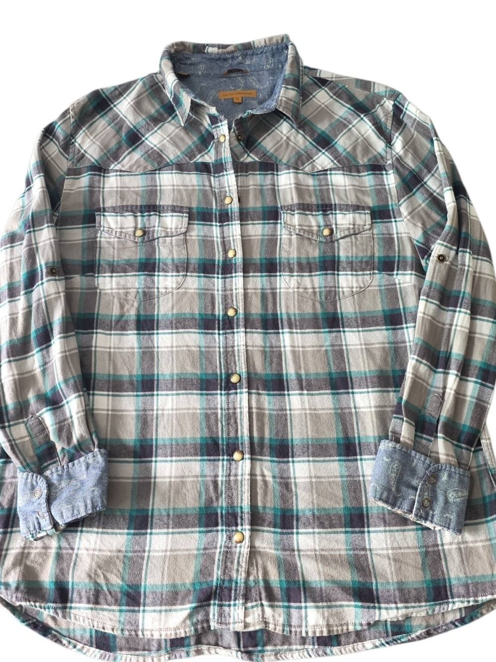 Jachs Girlfriend XL Western Plaid Snap-Front Shirt
